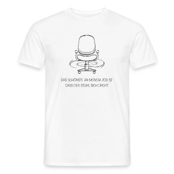 Humour de bureau – La meilleure chose à propos de mon travail ? La chaise pivotante - T-shirt homme - blanc - Devant - AI Model Male 178 dark (178cm)