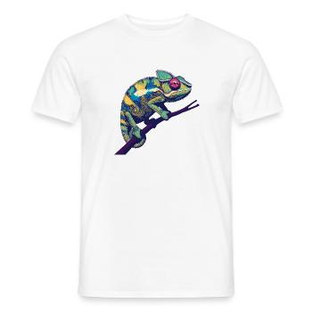 Pop Art Chameleon – Colorful Animal Motif - Men's T-Shirt - white - Front - AI Model Male 178 dark (178cm)