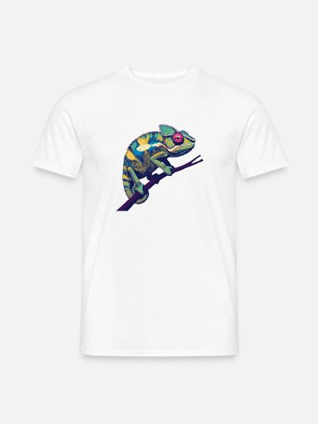 Pop Art Chamäleon – Buntes Tiermotiv - Männer T-Shirt - Weiß