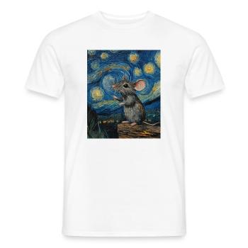 Souris mange du fromage Nuit étoilée à la Van Gogh - T-shirt homme - blanc - Devant - AI Model Male 178 dark (178cm)