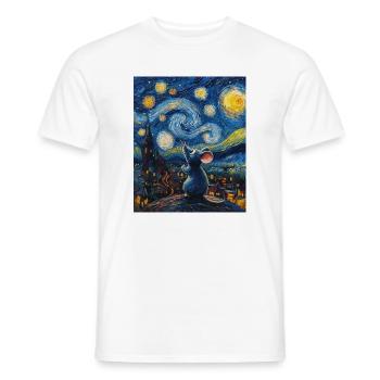 Souris mange du fromage Nuit étoilée à la Van Gogh - T-shirt homme - blanc - Devant - AI Model Male 178 dark (178cm)