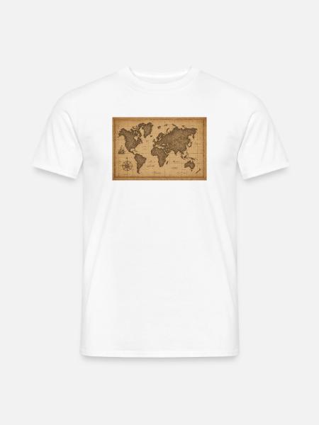 Vintage Weltkarte Sepia Nautik - Männer T-Shirt - Weiß