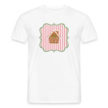 Vintage Gingerbread House Pink White Retro - Men's T-Shirt - white - Front - AI Model Male 178 dark (178cm)