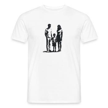 3-köpfige Familie - Cooles Silhouetten-Logo - Männer T-Shirt - Weiß - Vorne - AI Model Male 178 dark (178cm)