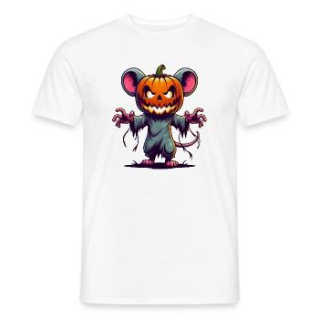 Gruselige Halloween Maus mit Kürbis Zombie Cartoon - Männer T-Shirt - Weiß - Vorne - AI Model Male 178 dark (178cm)