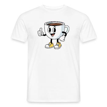 Cartoon Kaffeetasse Lustiger Kaffee Comic - Männer T-Shirt - Weiß - Vorne - AI Model Male 178 dark (178cm)