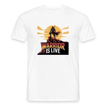 Guerrier sur la falaise coucher de soleil - T-shirt homme - blanc - Devant - AI Model Male 178 dark (178cm)