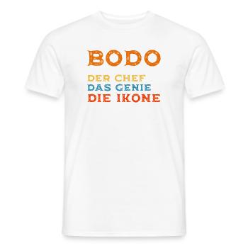 BODO_rustikal_genie_ikone - Männer T-Shirt - Weiß - Vorne - AI Model Male 178 dark (178cm)