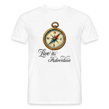 Compass motif Live the Adventure - Men's T-Shirt - white - Front - AI Model Male 178 dark (178cm)