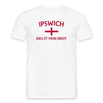 Ipswich Crest Dieu et Mon Droit - T-shirt homme - blanc - Devant - AI Model Male 178 dark (178cm)
