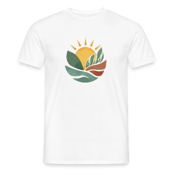 Minimalist landscape with sunrise - Men's T-Shirt - white - Front - AI Model Male 178 dark (178cm)