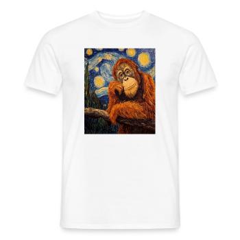 Orang-outan Orang-outan style Van Gogh Nuit étoilée - T-shirt homme - blanc - Devant - AI Model Male 178 dark (178cm)