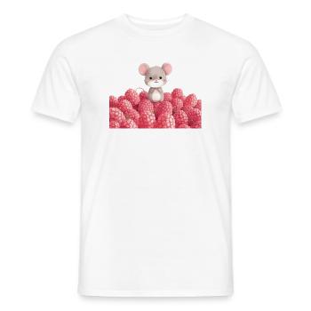 Cute mouse in raspberry field children's design - Men's T-Shirt - white - Front - AI Model Male 178 dark (178cm)