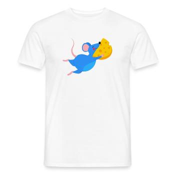 Happy Blue Mouse & Yellow Cheese - Men's T-Shirt - white - Front - AI Model Male 178 dark (178cm)