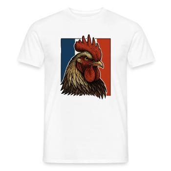 Coq flamboyant bleu blanc rouge - France Patriote - T-shirt homme - blanc - Devant - AI Model Male 178 dark (178cm)