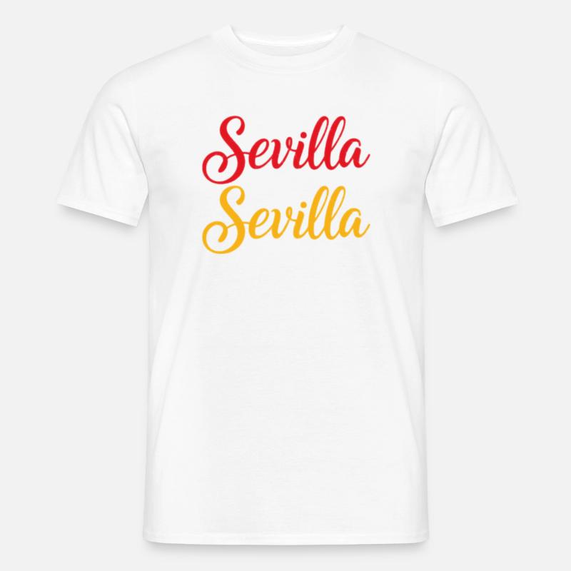 Sevilla Script Duo Rot Gelb Retro - Männer T-Shirt - Weiß