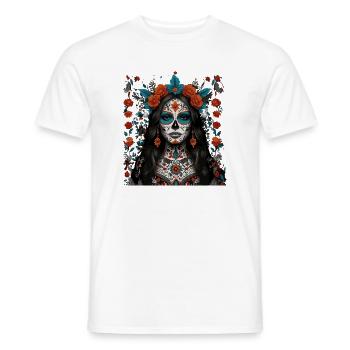Sugar Skull Floral Queen - Men's T-Shirt - white - Front - AI Model Male 178 dark (178cm)