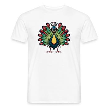 Peacock Bird Halloween Comic Funny - Men's T-Shirt - white - Front - AI Model Male 178 dark (178cm)