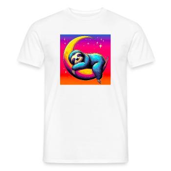 Sloth sleeps on the Moon - Men's T-Shirt - white - Front - AI Model Male 178 dark (178cm)