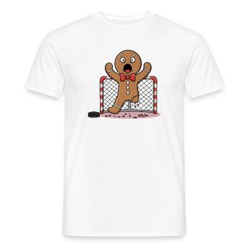 dessin animé de hockey de Noël -Hockey - T-shirt homme - blanc - Devant - AI Model Male 178 dark (178cm)