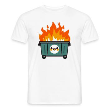 Cute flaming trash can - Men's T-Shirt - white - Front - AI Model Male 178 dark (178cm)