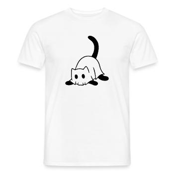 Katze im Gespensterkostüm – Halloween Motiv - Männer T-Shirt - Weiß - Vorne - AI Model Male 178 dark (178cm)