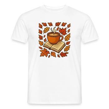 Récolte d’automne : café et livre - T-shirt homme - blanc - Devant - AI Model Male 178 dark (178cm)