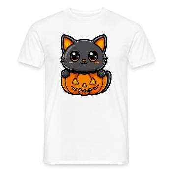 Cat Halloween Cat Comic - Men's T-Shirt - white - Front - AI Model Male 178 dark (178cm)