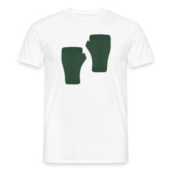 Grüne fingerlose Handschuhe mit Zopfmuster - Männer T-Shirt - Weiß - Vorne - AI Model Male 178 dark (178cm)