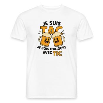 Ich bin Tac, ich trinke immer mit Tic - Männer T-Shirt - Weiß - Vorne - AI Model Male 178 dark (178cm)