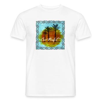 Can Picafort Palm Trees Sunset - Men's T-Shirt - white - Front - AI Model Male 178 dark (178cm)