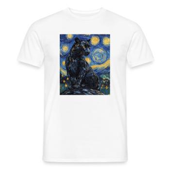 Panther Van Gogh Style Starry Night - Men's T-Shirt - white - Front - AI Model Male 178 dark (178cm)
