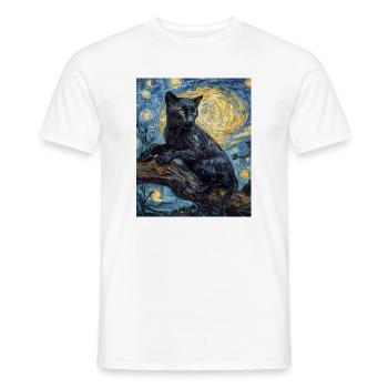 Panther Van Gogh Style Starry Night - Men's T-Shirt - white - Front - AI Model Male 178 dark (178cm)