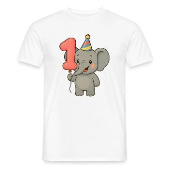 Elefant mit Luftballon zum ersten Geburtstag - Männer T-Shirt - Weiß - Vorne - AI Model Male 178 dark (178cm)