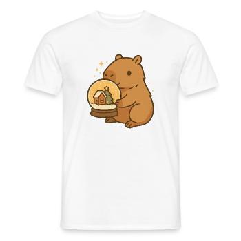 ✨ Capybara mit Schneekugel – Weihnachtszauber - Männer T-Shirt - Weiß - Vorne - AI Model Male 178 dark (178cm)