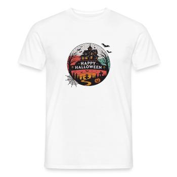Halloween Rundes Spukhaus - Männer T-Shirt - Weiß - Vorne - AI Model Male 178 dark (178cm)