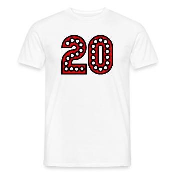 20. 20th ANNIVERSARY. 20 YEARS ANNIVERSARY. 20 YEARS. - Men's T-Shirt - white - Front - AI Model Male 178 dark (178cm)