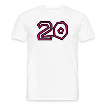 20. 20th ANNIVERSARY. 20 YEARS ANNIVERSARY. 20 YEARS. - Men's T-Shirt - white - Front - AI Model Male 178 dark (178cm)