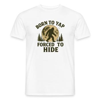 Born to Yap Forced to Hide bigfoot retro vintage - Men's T-Shirt - white - Front - AI Model Male 178 dark (178cm)