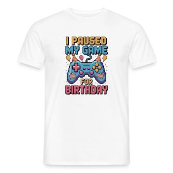 J’ai mis mon jeu en pause pour mon anniversaire - T-shirt homme - blanc - Devant - AI Model Male 178 dark (178cm)