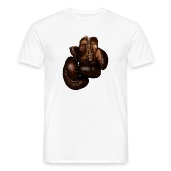 Dunkle Boxhandschuhe Lederdetail - Männer T-Shirt - Weiß - Vorne - AI Model Male 178 dark (178cm)