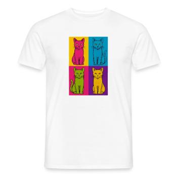 Pop Art Katzen Quartett - Männer T-Shirt - Weiß - Vorne - AI Model Male 178 dark (178cm)