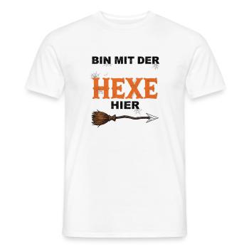 Bin mit der Hexe Lustiges Halloween T-Shirt  - Männer T-Shirt - Weiß - Vorne - AI Model Male 178 dark (178cm)