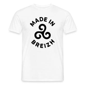 Made in Breizh - Logo avec le triskell breton - T-shirt homme - blanc - Devant - AI Model Male 178 dark (178cm)