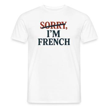 Typographie française – Sorry, I’m French - T-shirt homme - blanc - Devant - AI Model Male 178 dark (178cm)