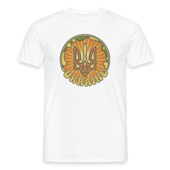 Ukrainisches Trident Sonnenbadge - Männer T-Shirt - Weiß - Vorne - AI Model Male 178 dark (178cm)