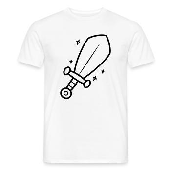 Minimalistisches Schwert Ritter Fantasy Line Art - Männer T-Shirt - Weiß - Vorne - AI Model Male 178 dark (178cm)