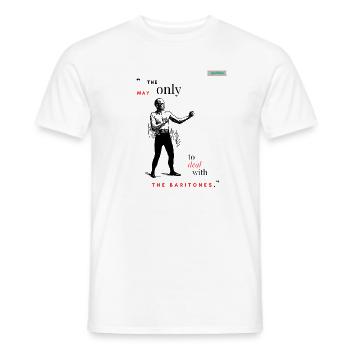 BARITONES PARODY design 001 - Men's T-Shirt - white - Front - AI Model Male 178 dark (178cm)
