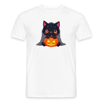 Chat d’Halloween avec citrouille d’Halloween - T-shirt homme - blanc - Devant - AI Model Male 178 dark (178cm)