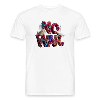 Floral lettering with doves and symbolic power NOWAR - Men's T-Shirt - white - Front - AI Model Male 178 dark (178cm)